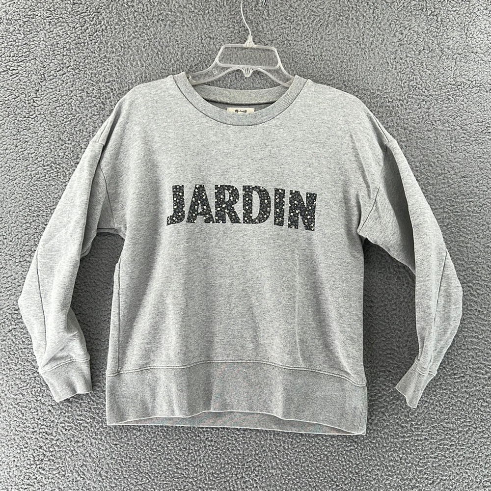 Madewell Pullover Gray Long Sleeve Sweatshirt Womens Small Jardin Print